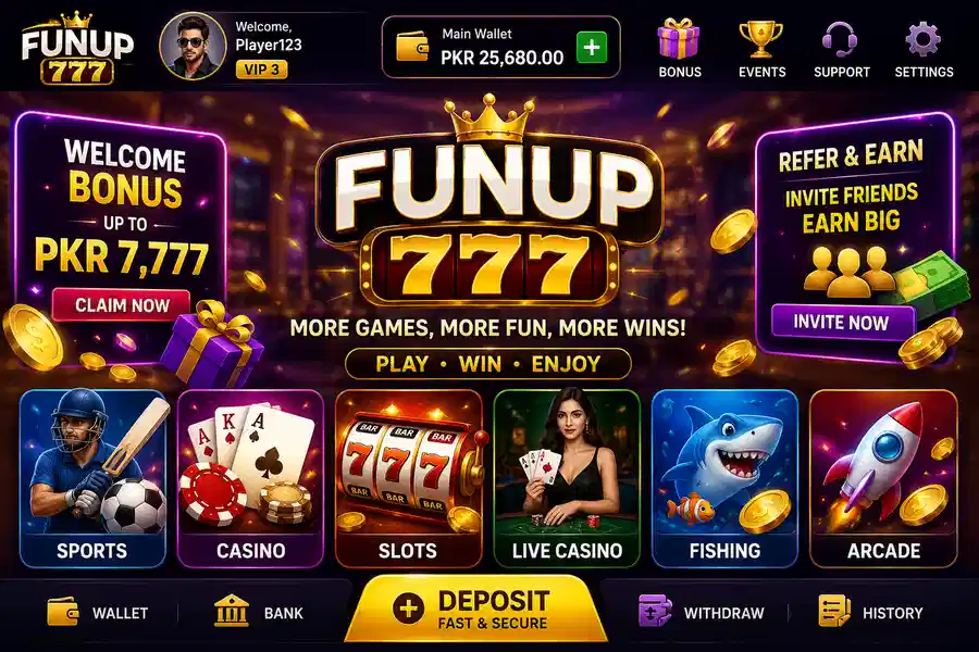 Funup 777 Game main lobby showing available games