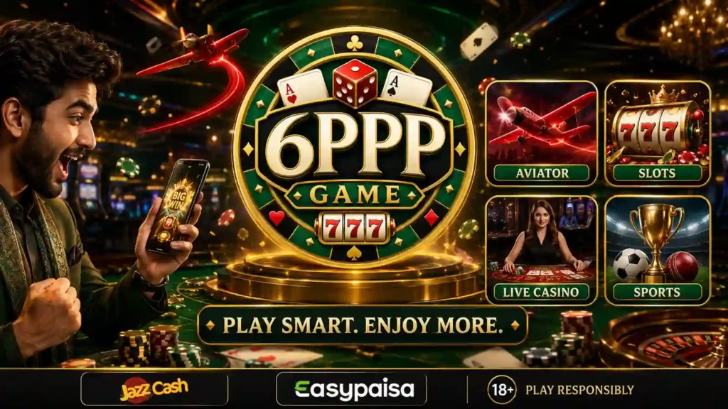 6PPP Game banner with Aviator slots live casino and sports games