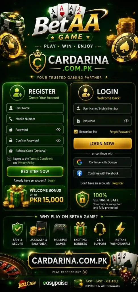 BetAA Game registration page for creating a new account
