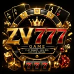 ZV777 Game casino logo with 777 slots and playing cards